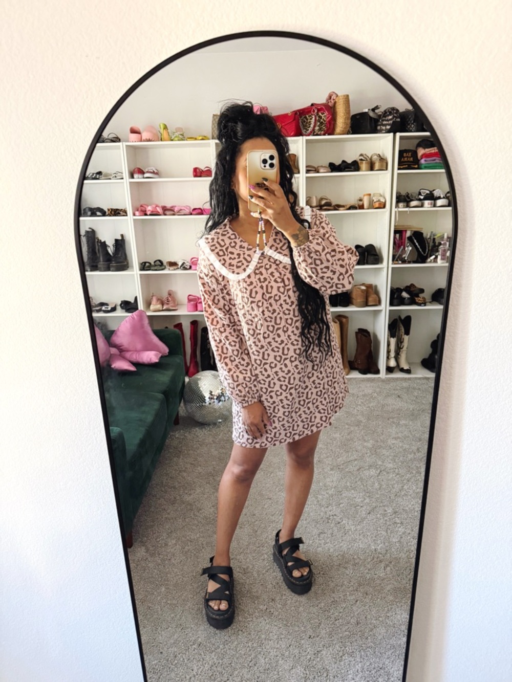 Leopard Print Peter Pan Collar Mini Dress